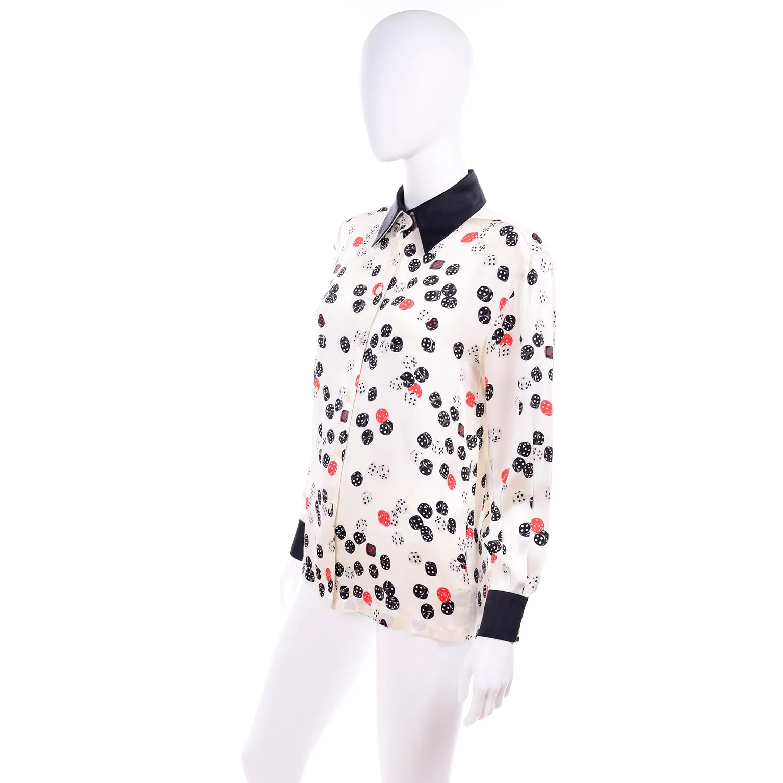 Escada Novelty Dice Print Silk Blouse