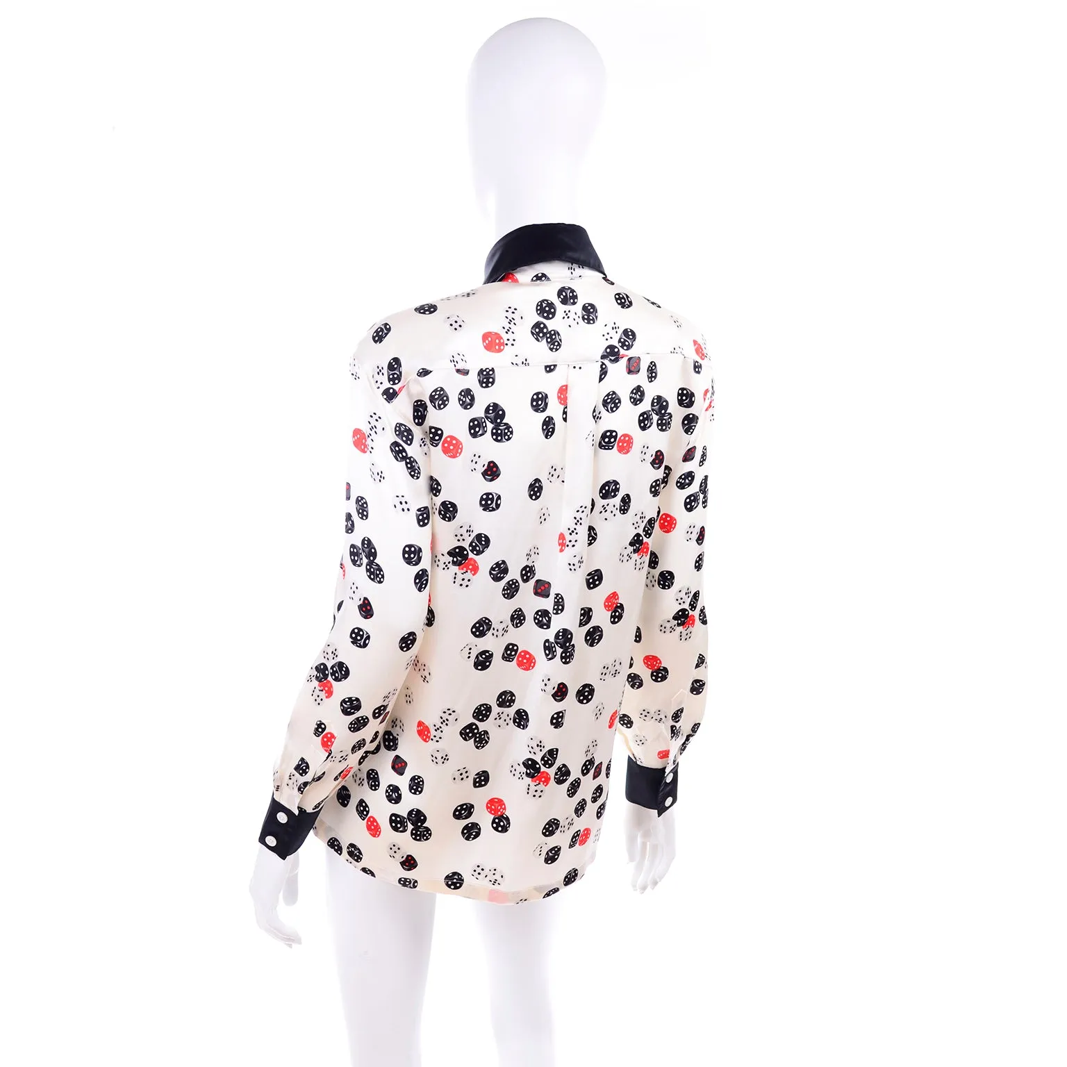 Escada Novelty Dice Print Silk Blouse