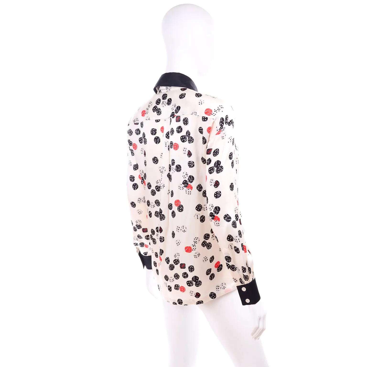 Escada Novelty Dice Print Silk Blouse