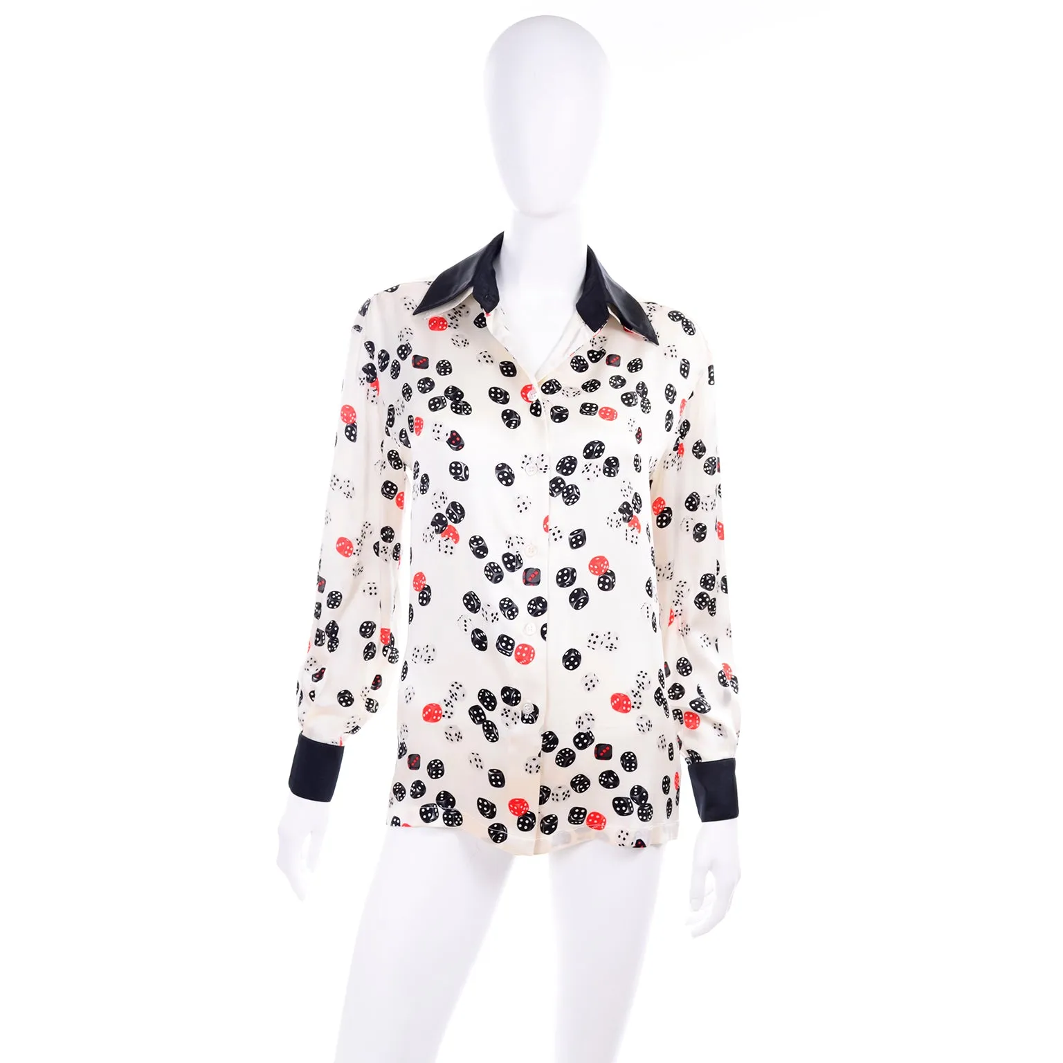 Escada Novelty Dice Print Silk Blouse