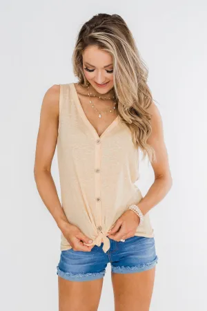 Everyday Button Tie Tank Top- Dusty Yellow