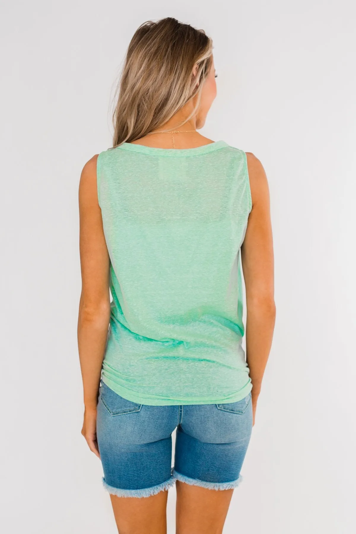 Everyday Button Tie Tank Top- Mint