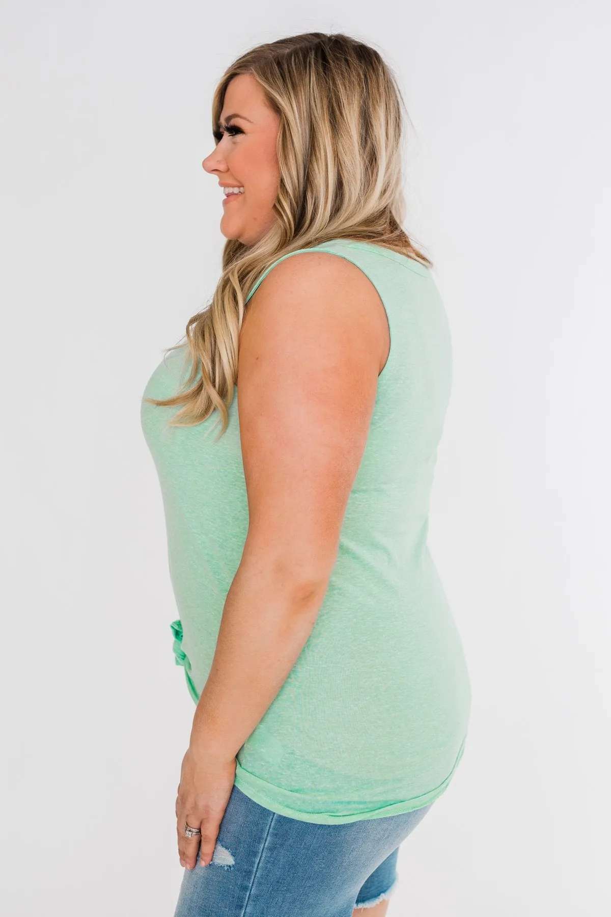 Everyday Button Tie Tank Top- Mint