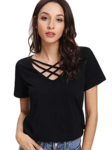 Fabricorn Combo of Plain Stylish Black and White V-Neck Cotton Tshirt for Women (Black and White, Small)