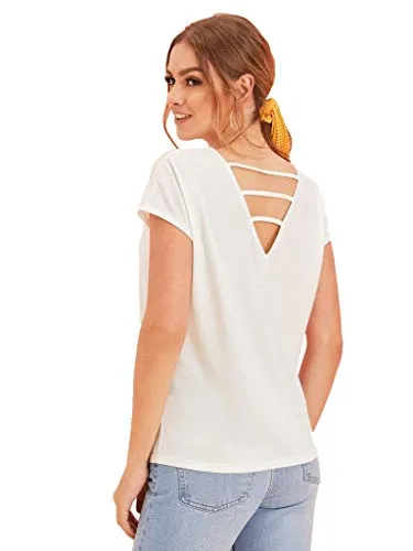 Fabricorn Combo of Plain Stylish Black and White V-Neck Cotton Tshirt for Women (Black and White, Small)