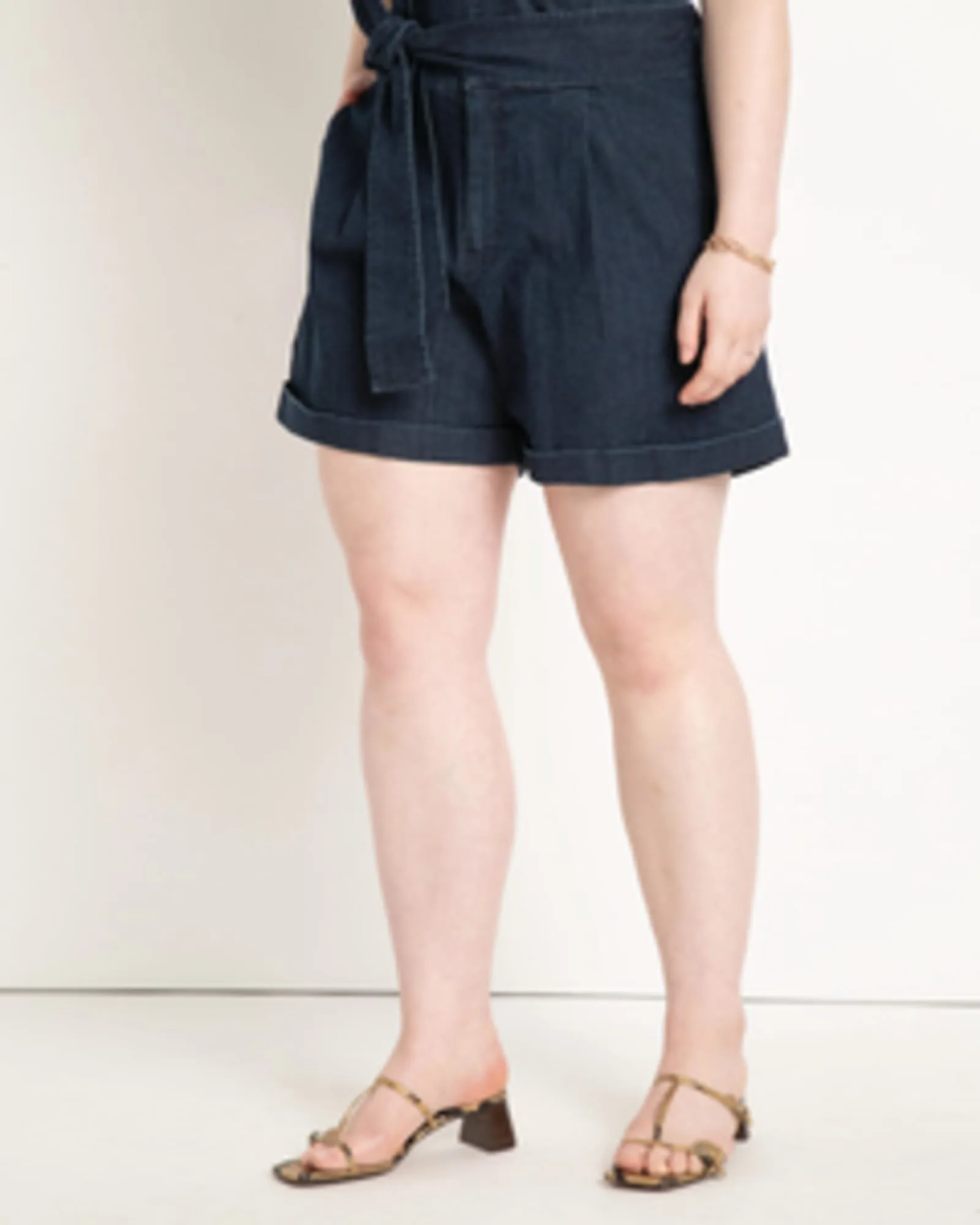 Faith Belted Denim Shorts | Dark Rinse