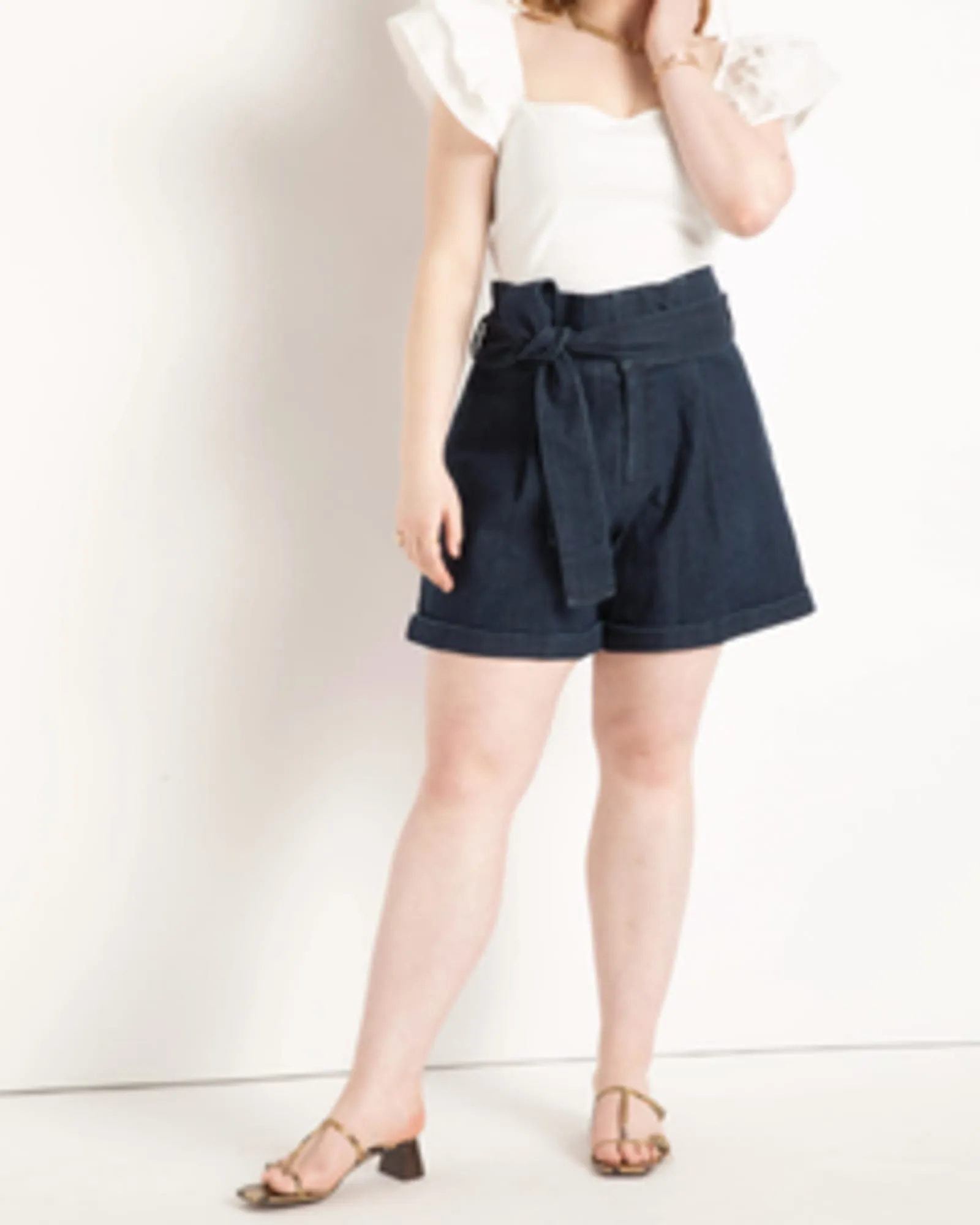 Faith Belted Denim Shorts | Dark Rinse