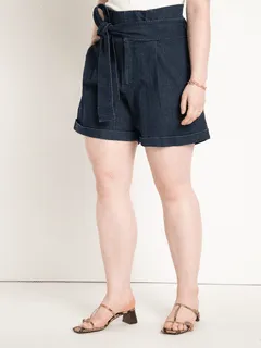 Faith Belted Denim Shorts | Dark Rinse