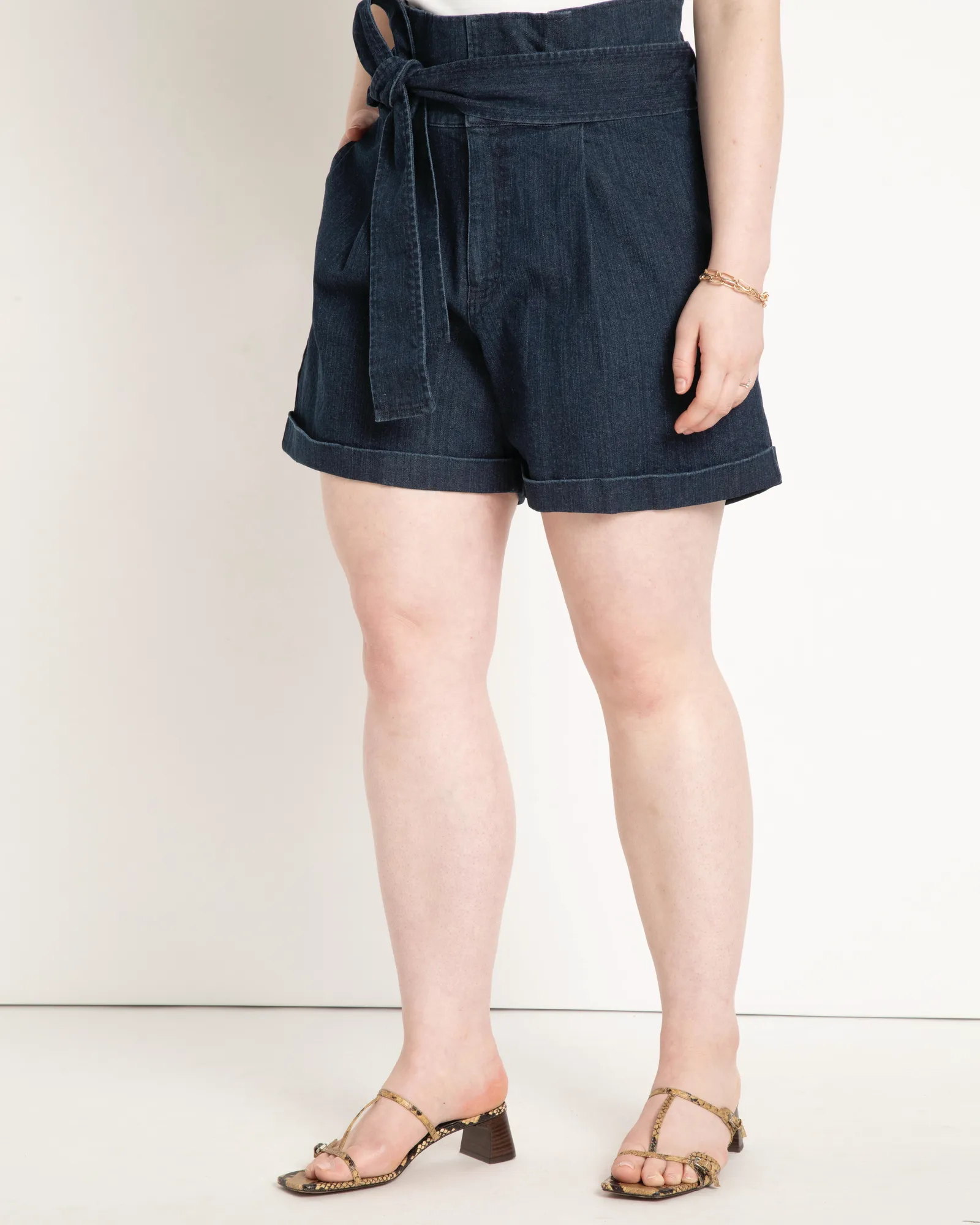 Faith Belted Denim Shorts | Dark Rinse
