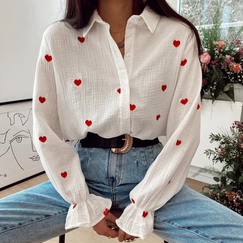 Fashion Casual Turn Down Collar Blouses