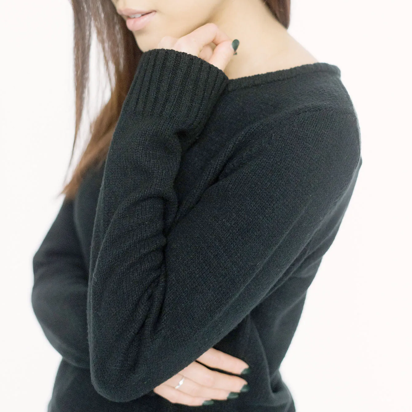 Faux Cashmere Cesani Sweater | Black
