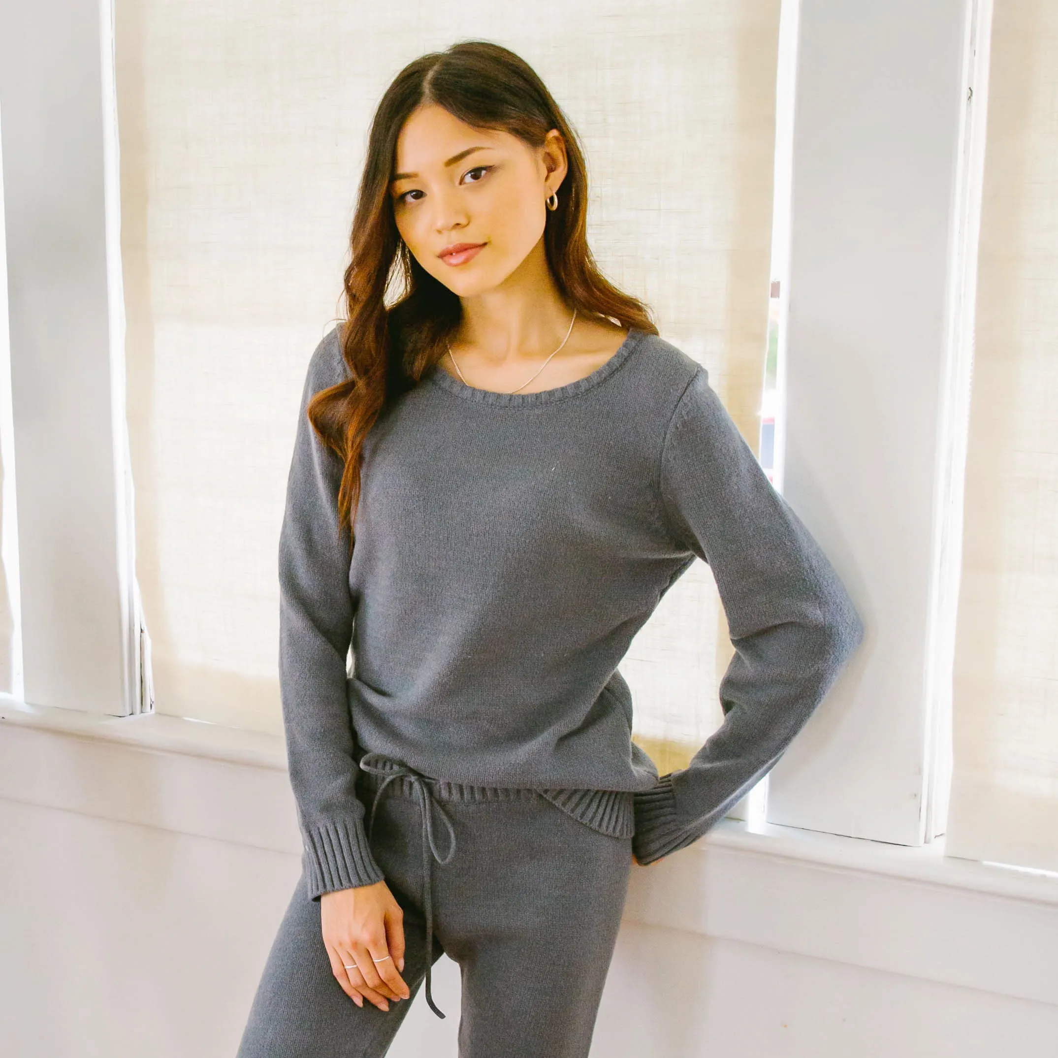 Faux Cashmere Cesani Sweater | Black