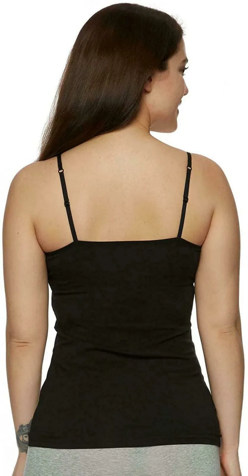 Felina Women's 3 Pack Cotton Stretch Camisoles Black/ White/ Black Large
