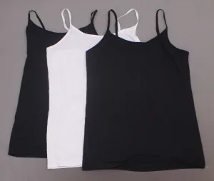 Felina Women's 3 Pack Cotton Stretch Camisoles Black/ White/ Black Large