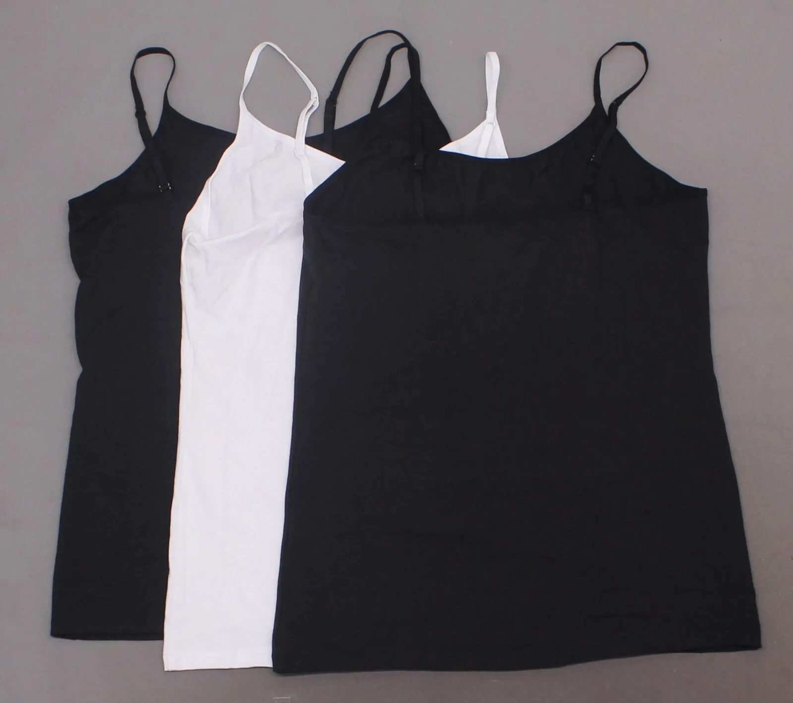 Felina Women's 3 Pack Cotton Stretch Camisoles Black/ White/ Black Large