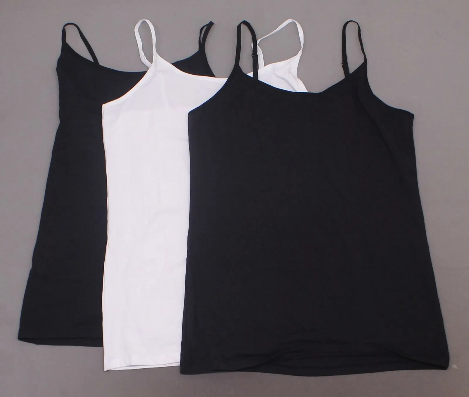 Felina Women's 3 Pack Cotton Stretch Camisoles Black/ White/ Black Large