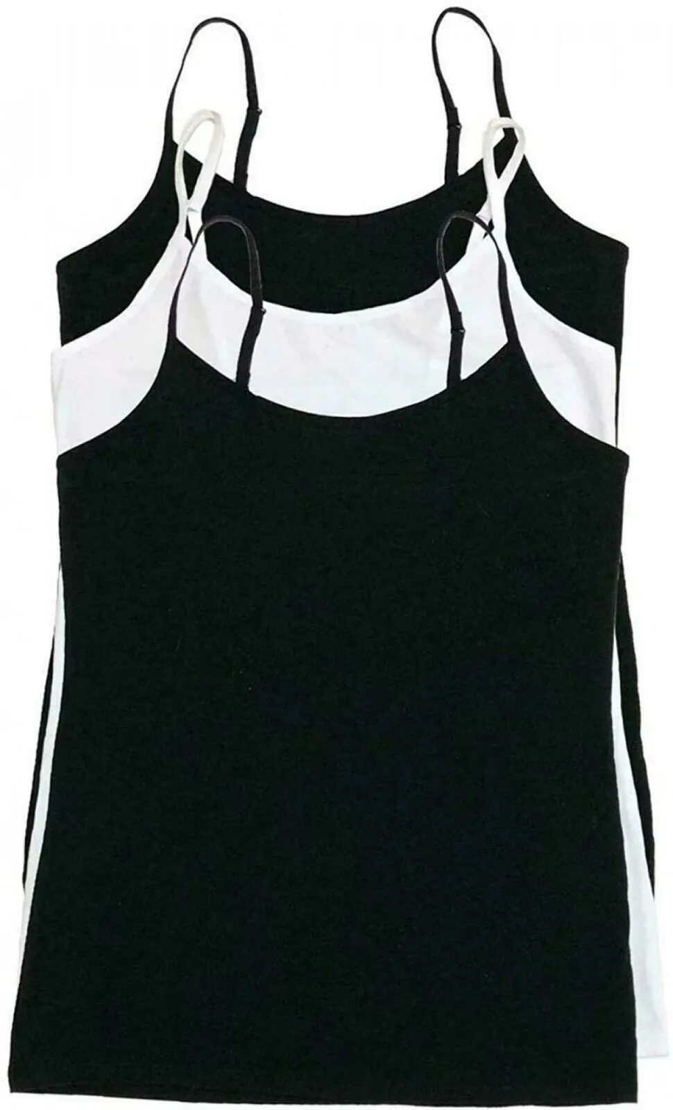 Felina Women's 3 Pack Cotton Stretch Camisoles Black/ White/ Black Large