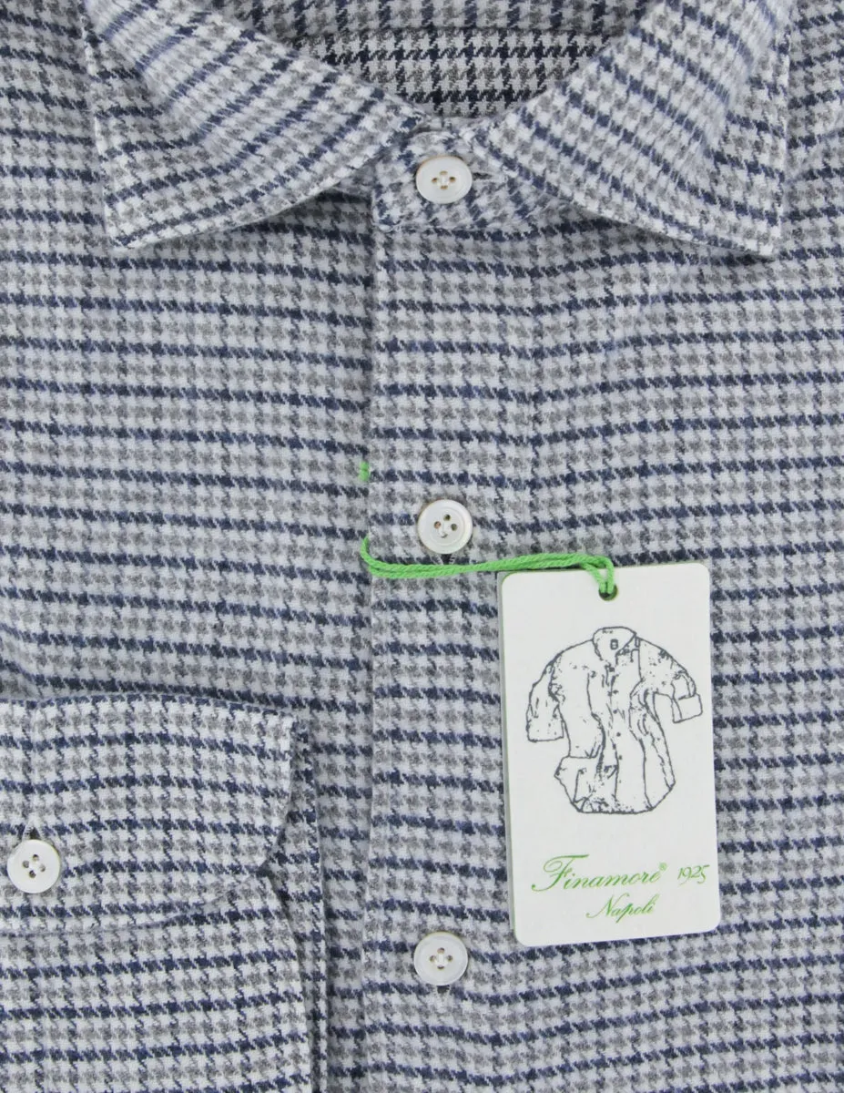Finamore Napoli Gray Flannel Shirt - Extra Slim