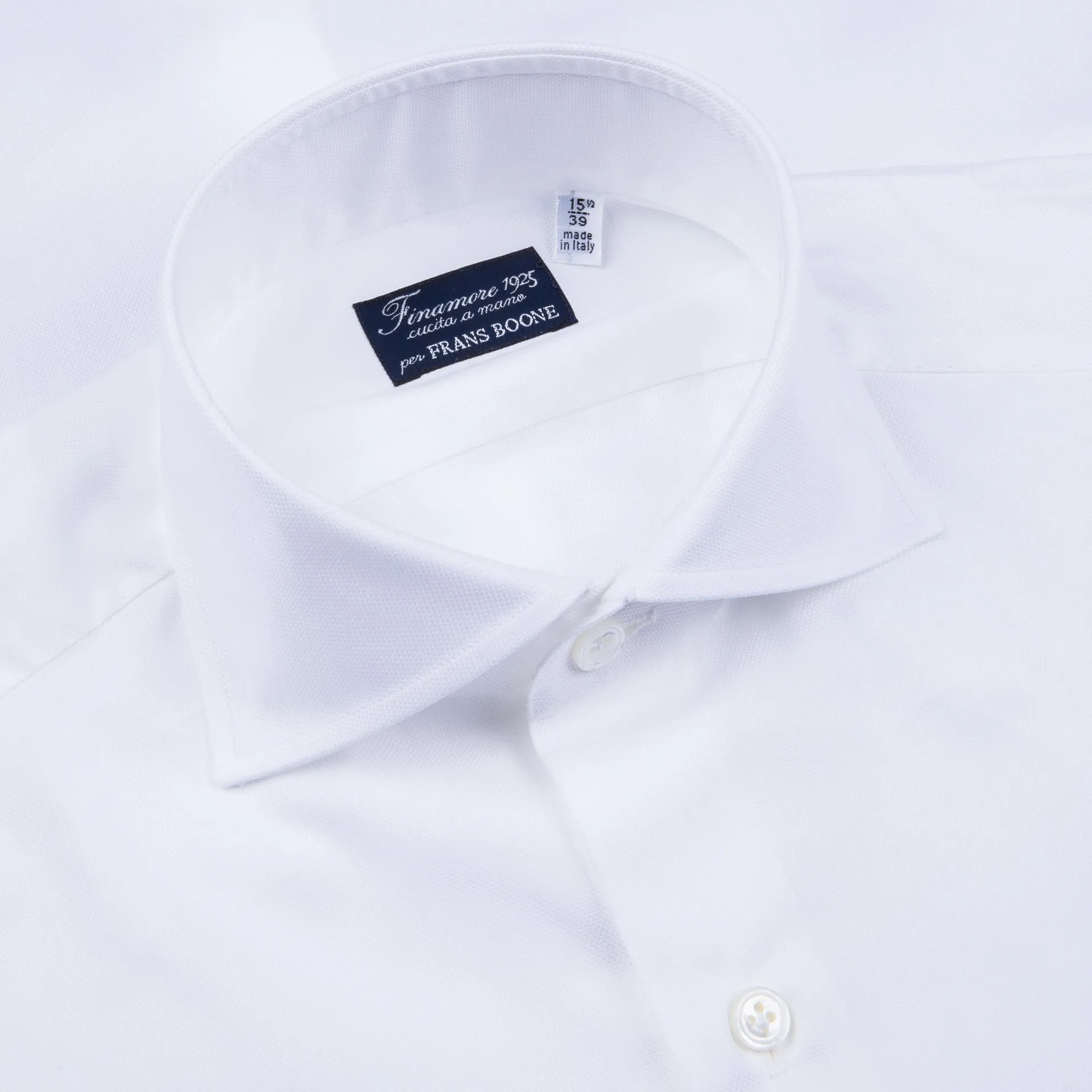 Finamore Napoli Shirt Eduardo Collar Alumo Castello Oxford White