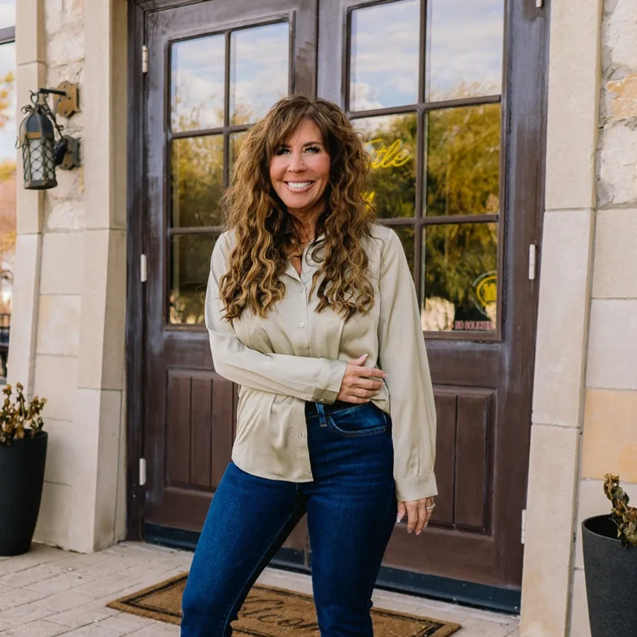 Finding Love Satin Button Down Shirt