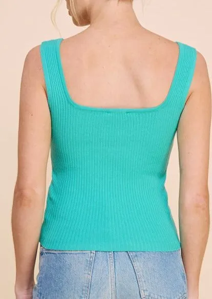 Fine Gauge Square Neck Tank Top