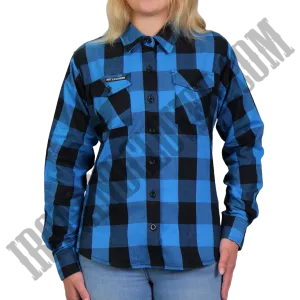 Flannel Shirt in Black & Aqua