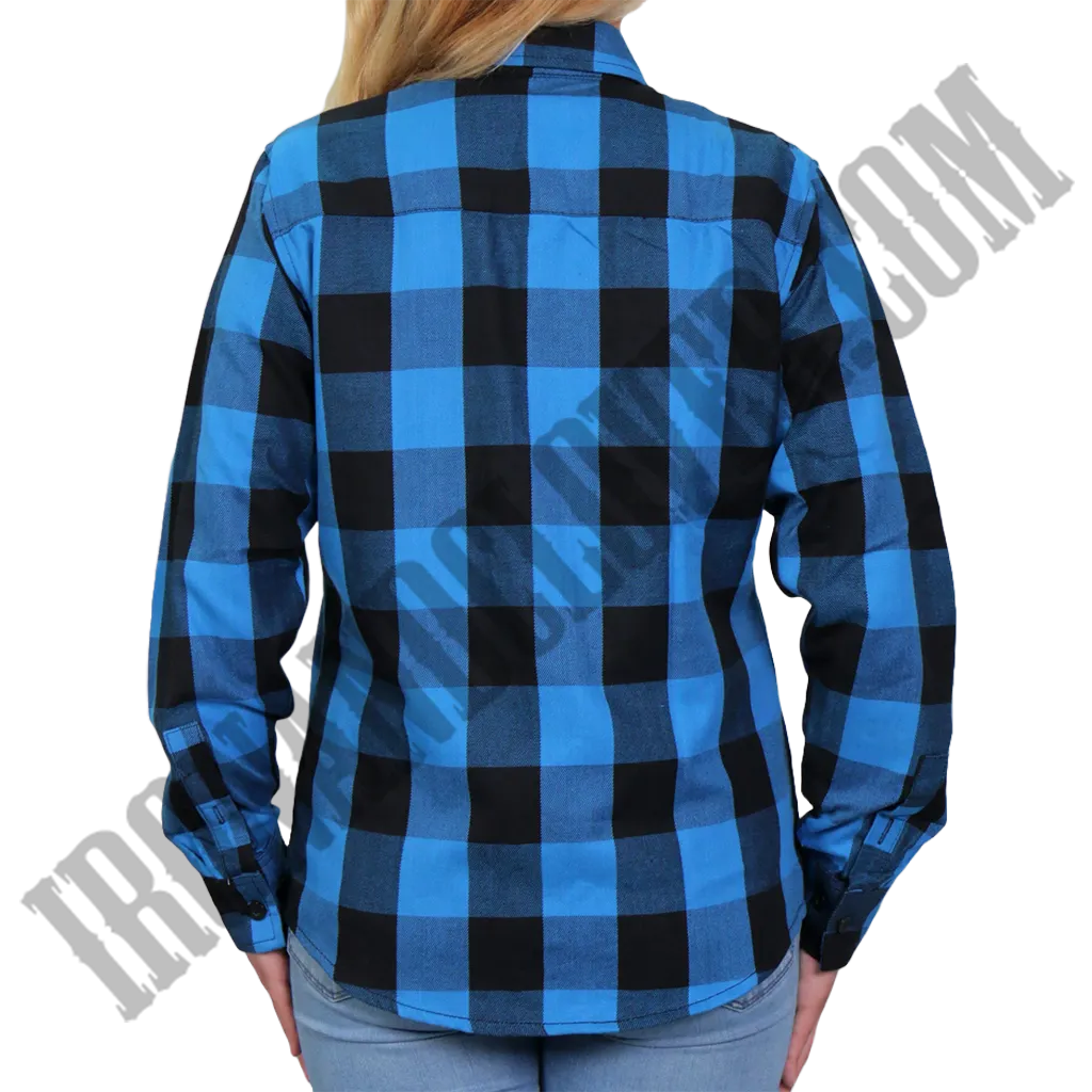Flannel Shirt in Black & Aqua