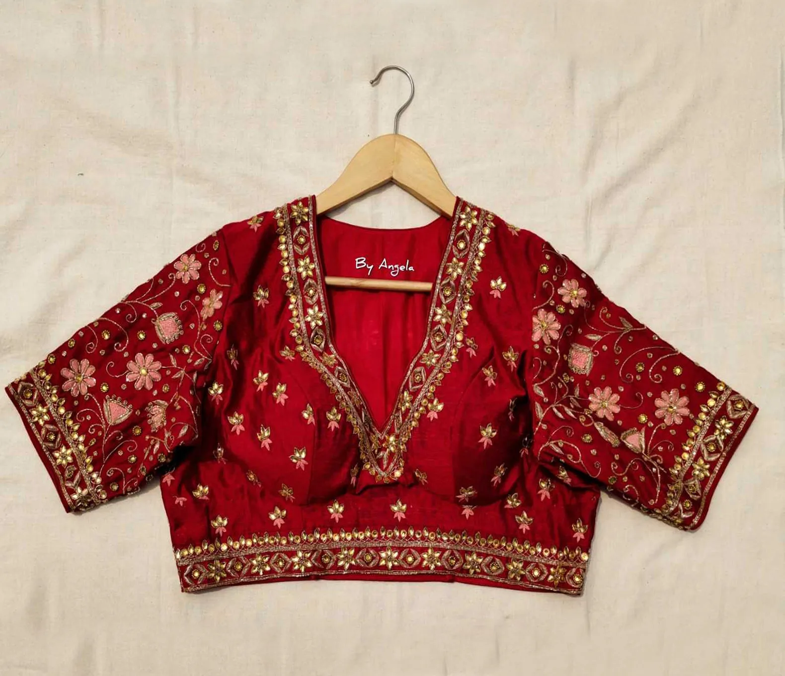 Floral Jaal Embroidered Blouse - Maroon