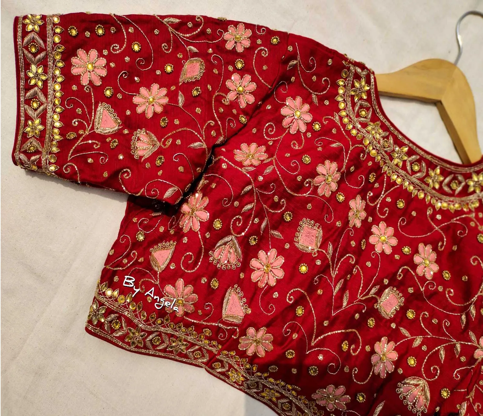 Floral Jaal Embroidered Blouse - Maroon