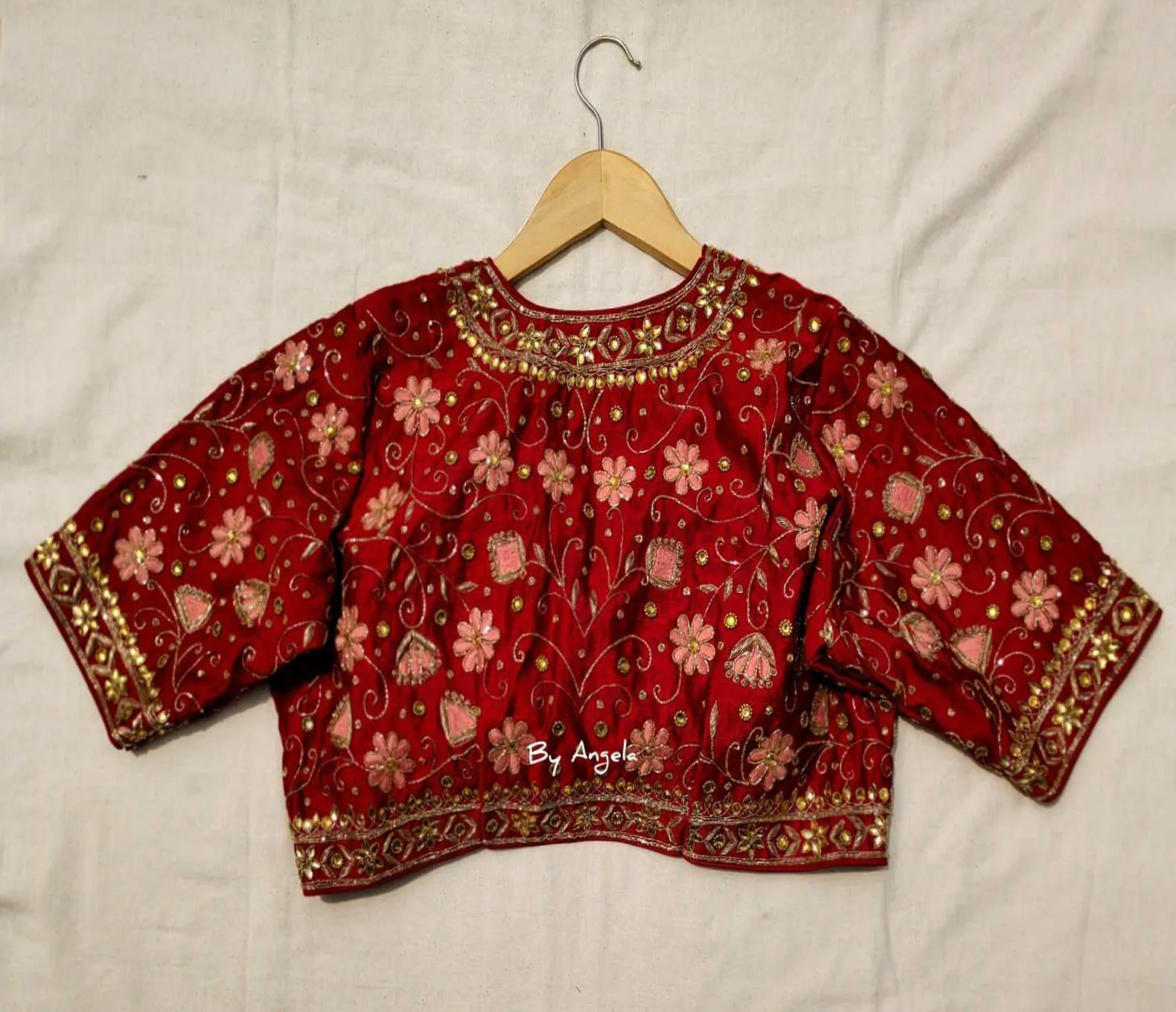 Floral Jaal Embroidered Blouse - Maroon