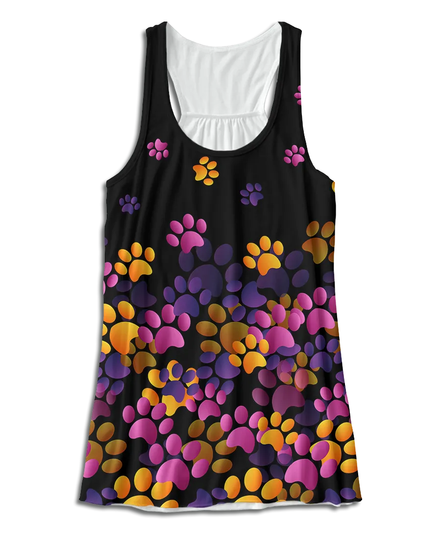 Flying Paw Prints Flowy Racerback Tank Top