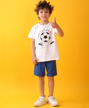 FOOTBALL WHITE ROYAL SUMMER BOYS SHORTS SET - WHITE/ROYAL