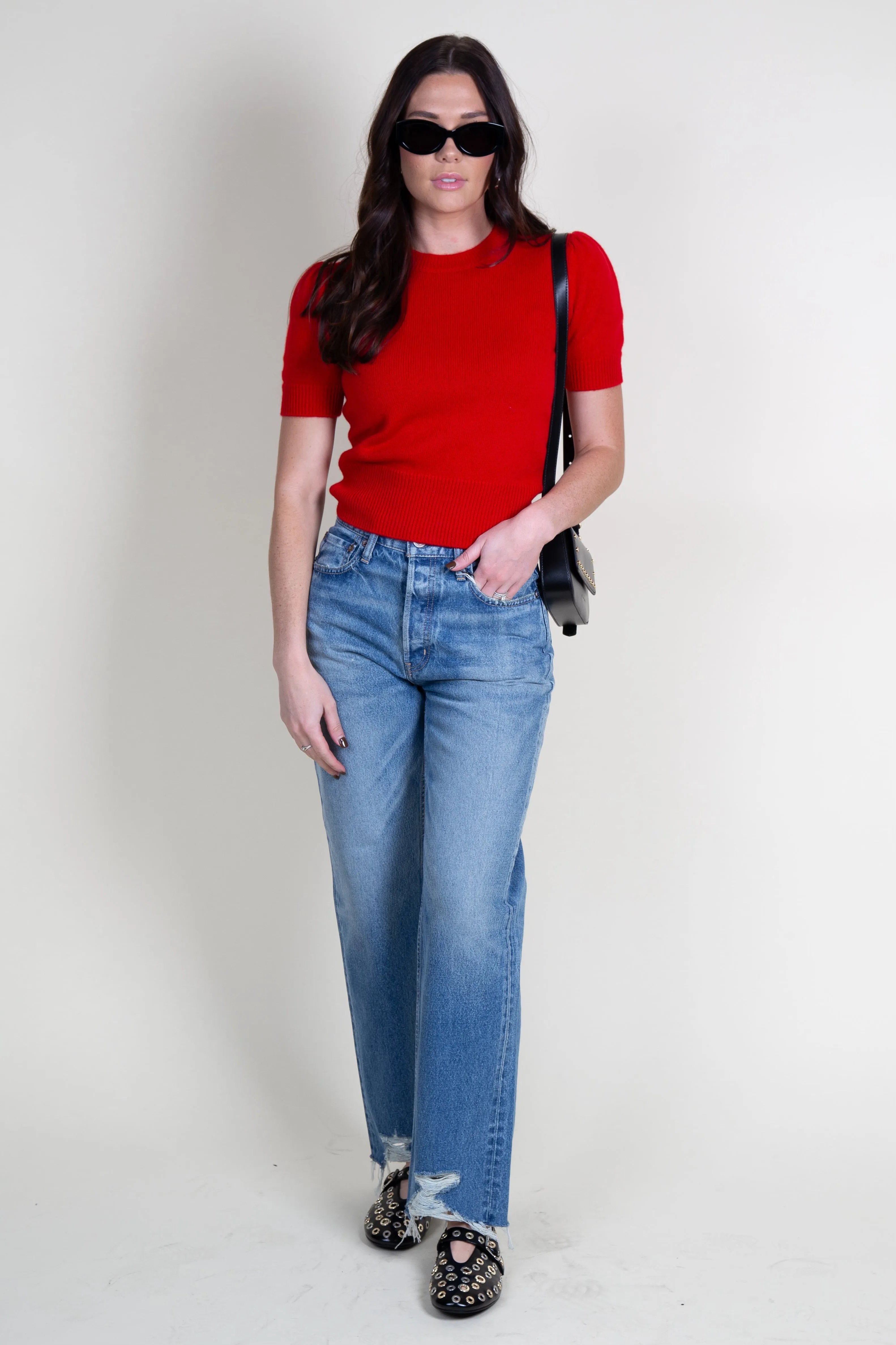 FRAME | Cashmere Gathered Sweater - Red