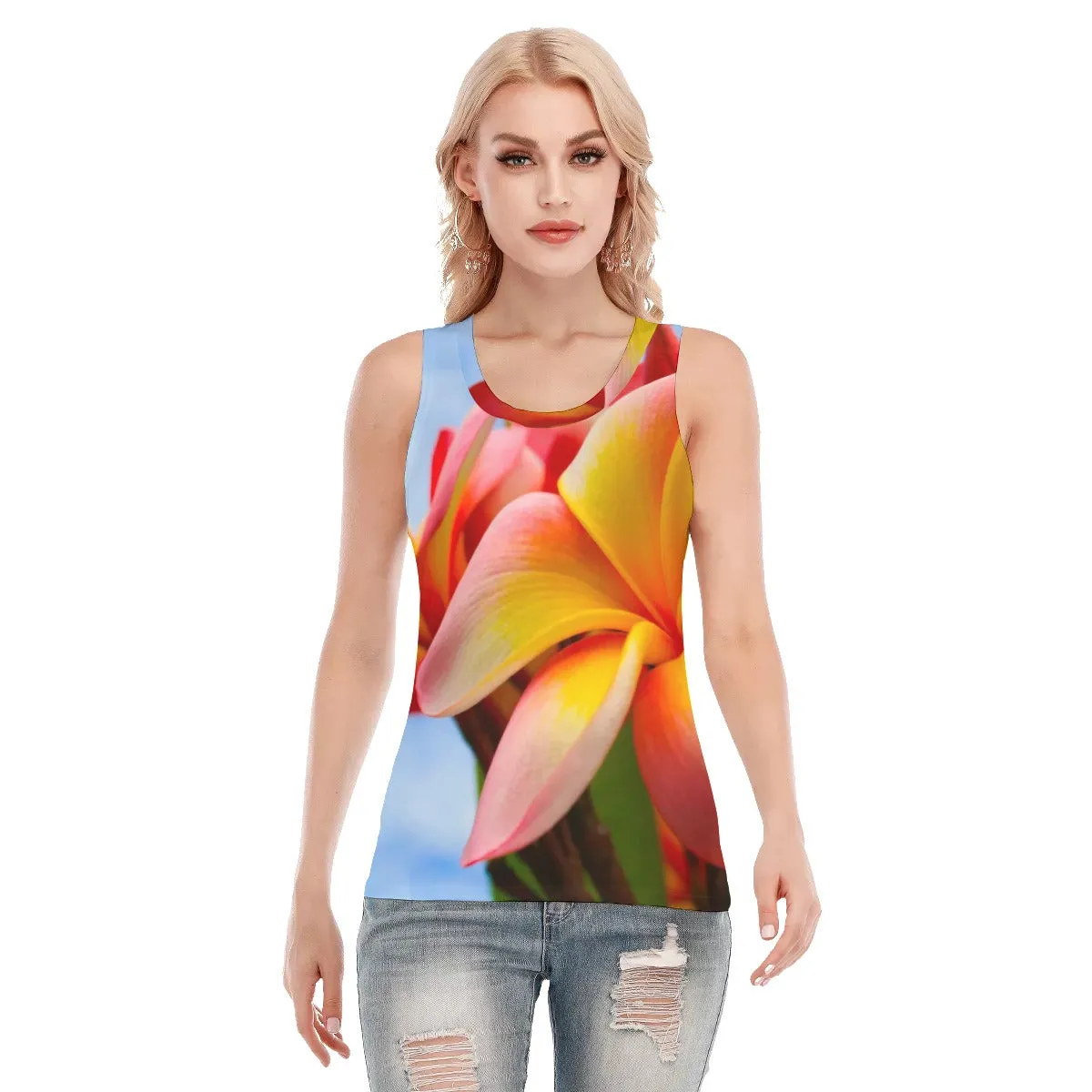 Frangipani Sky Tank Top up to 5 XL (FWS)