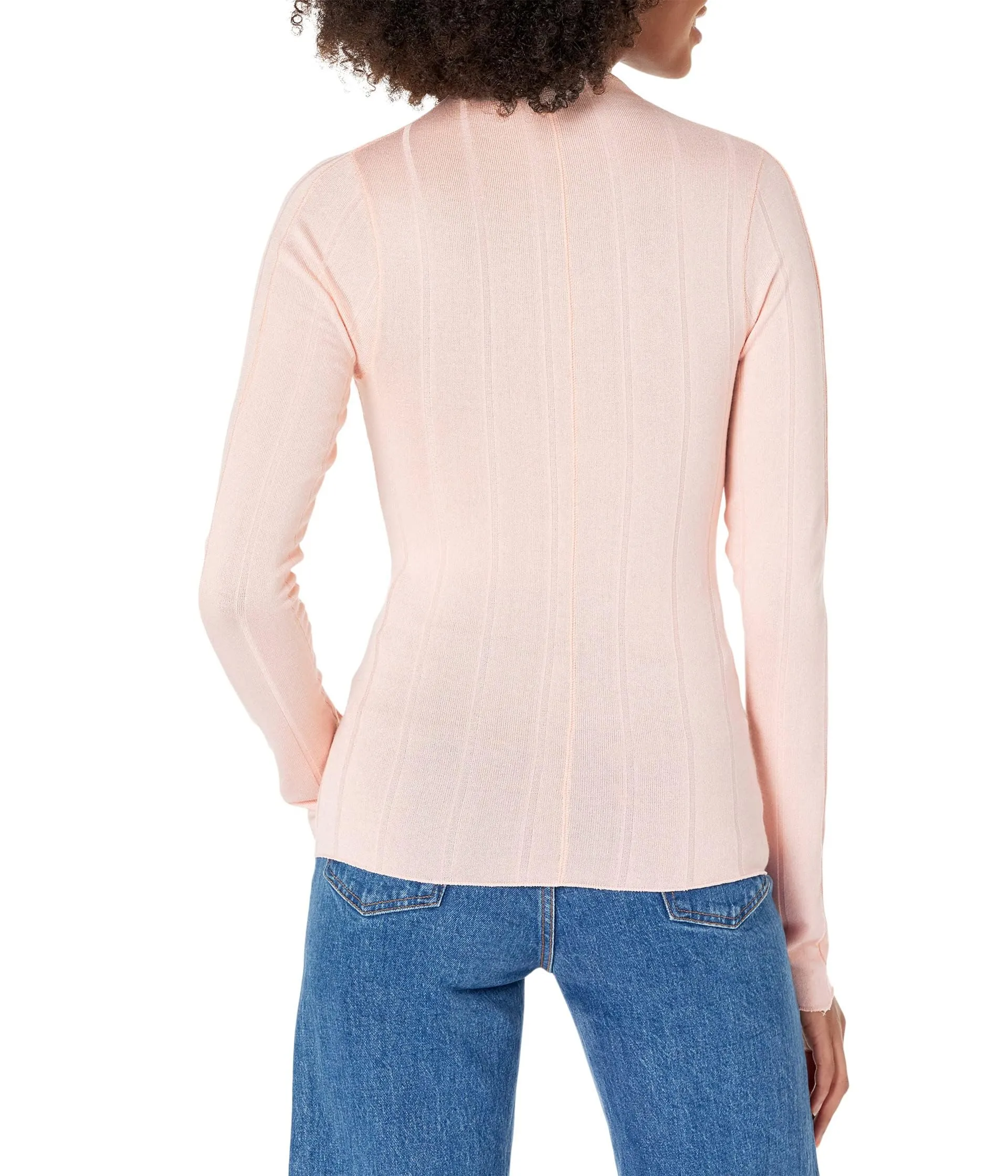 Free People Wide Eyed Mock Neck Top for Women - Long Fitted Sleeves and High Length, Cool and Gorgeous Top Pink Nectar MD (Women's 8-10) One Size