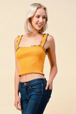Frill Detail Ribbed Top