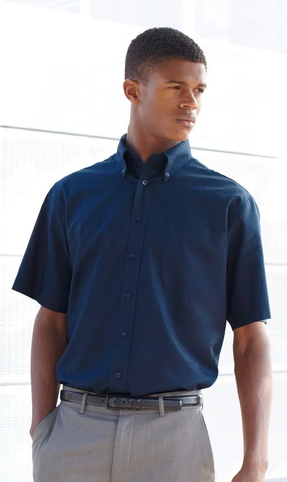 Fruit of the Loom 65112 Men Oxford Shirt Short Sleeve Navy