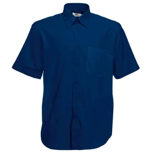 Fruit of the Loom 65112 Men Oxford Shirt Short Sleeve Navy