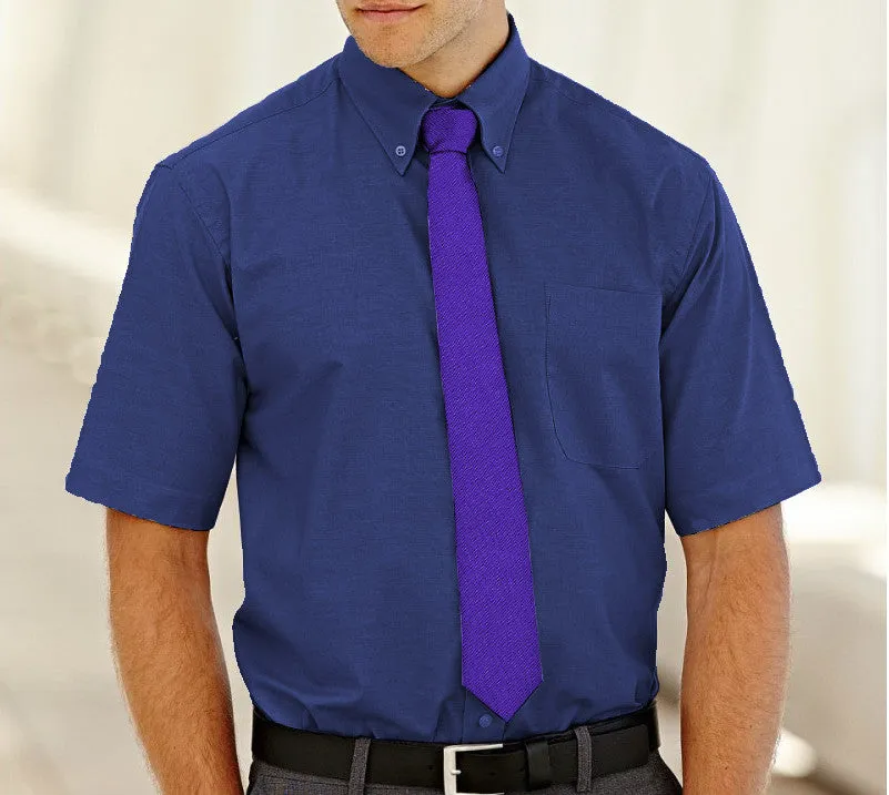 Fruit of the Loom 65112 Men Oxford Shirt Short Sleeve Navy