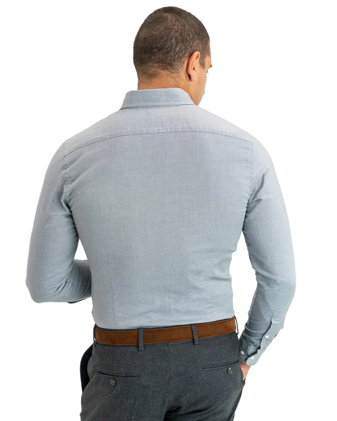 Gagliardi Grey Cotton Oxford Button Down Shirt