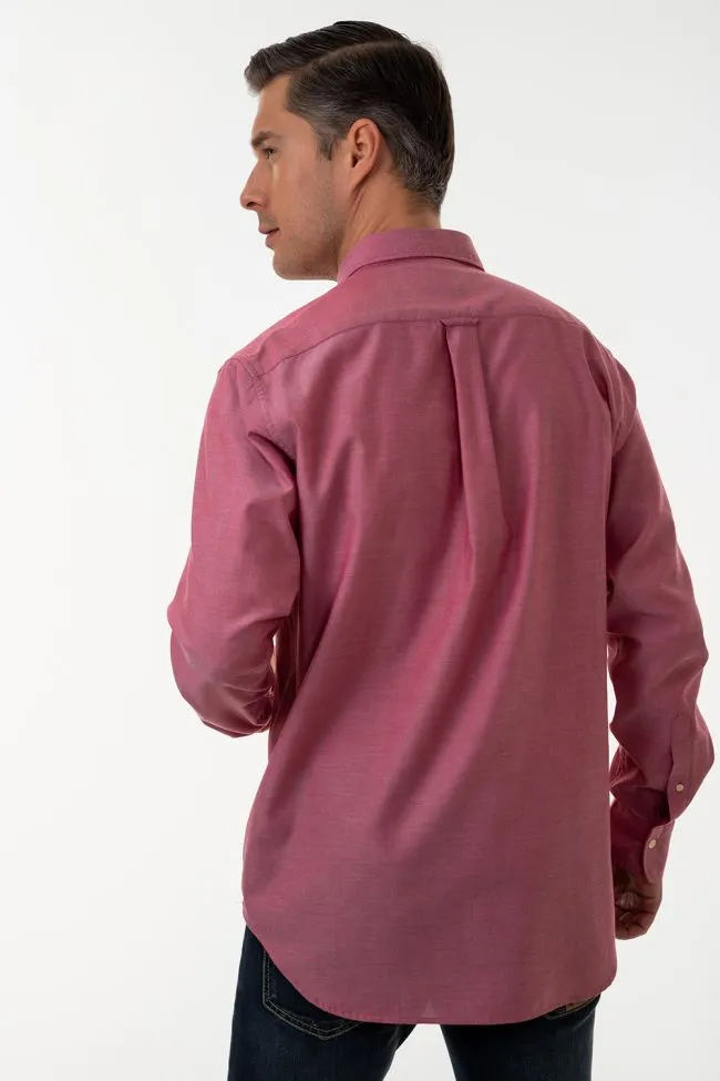 GANT Men's Raspberry Red Slim Tech Prep Oxford Button Down Shirt 3005132 Size M
