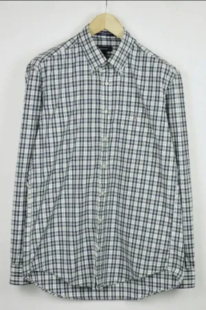 GANT Pacific Blue Malibu Pinpoint Oxford Check Fitted Button Down 343282 Size M