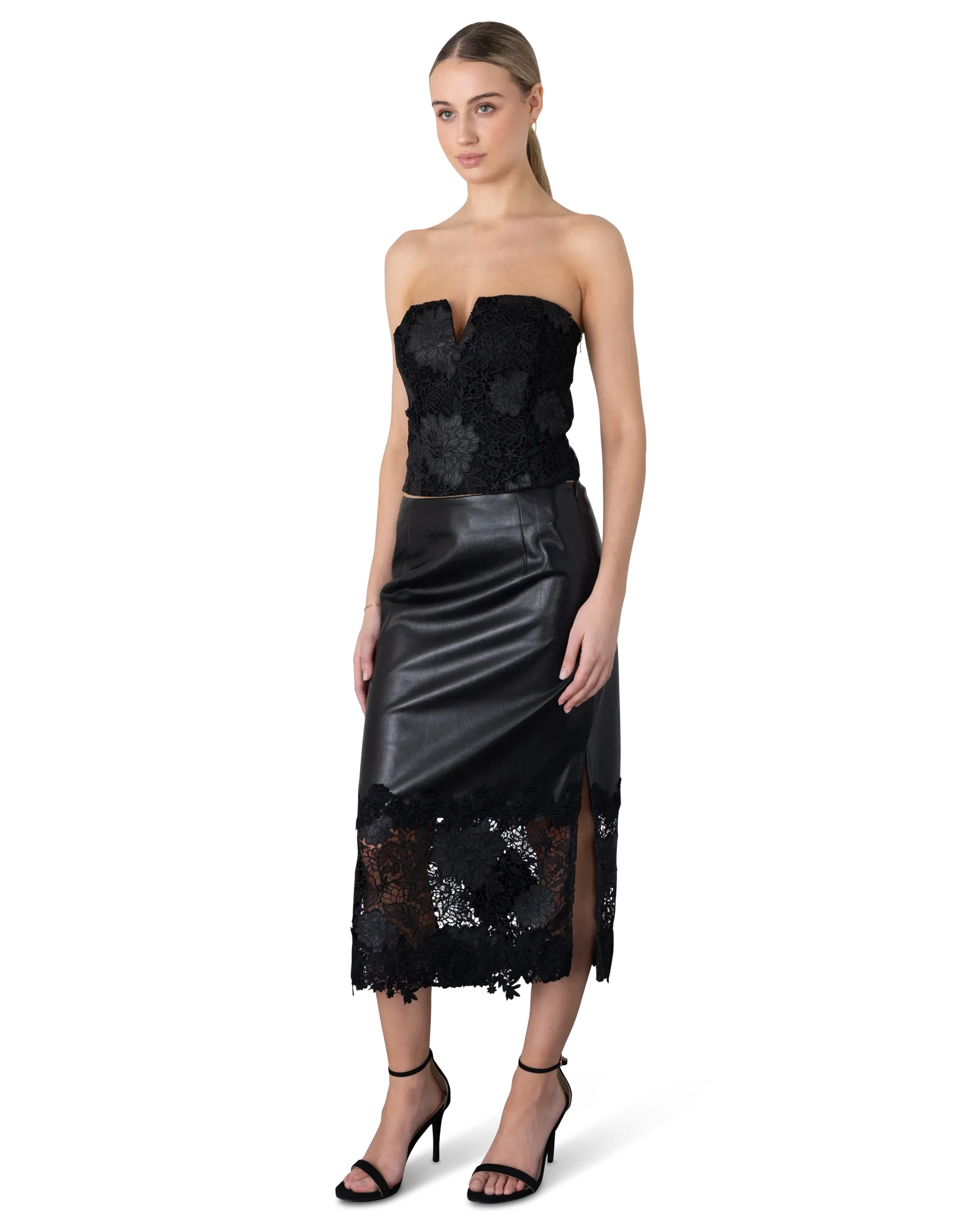 Generation Love Rumi Vegan Leather Guipure Bustier Top