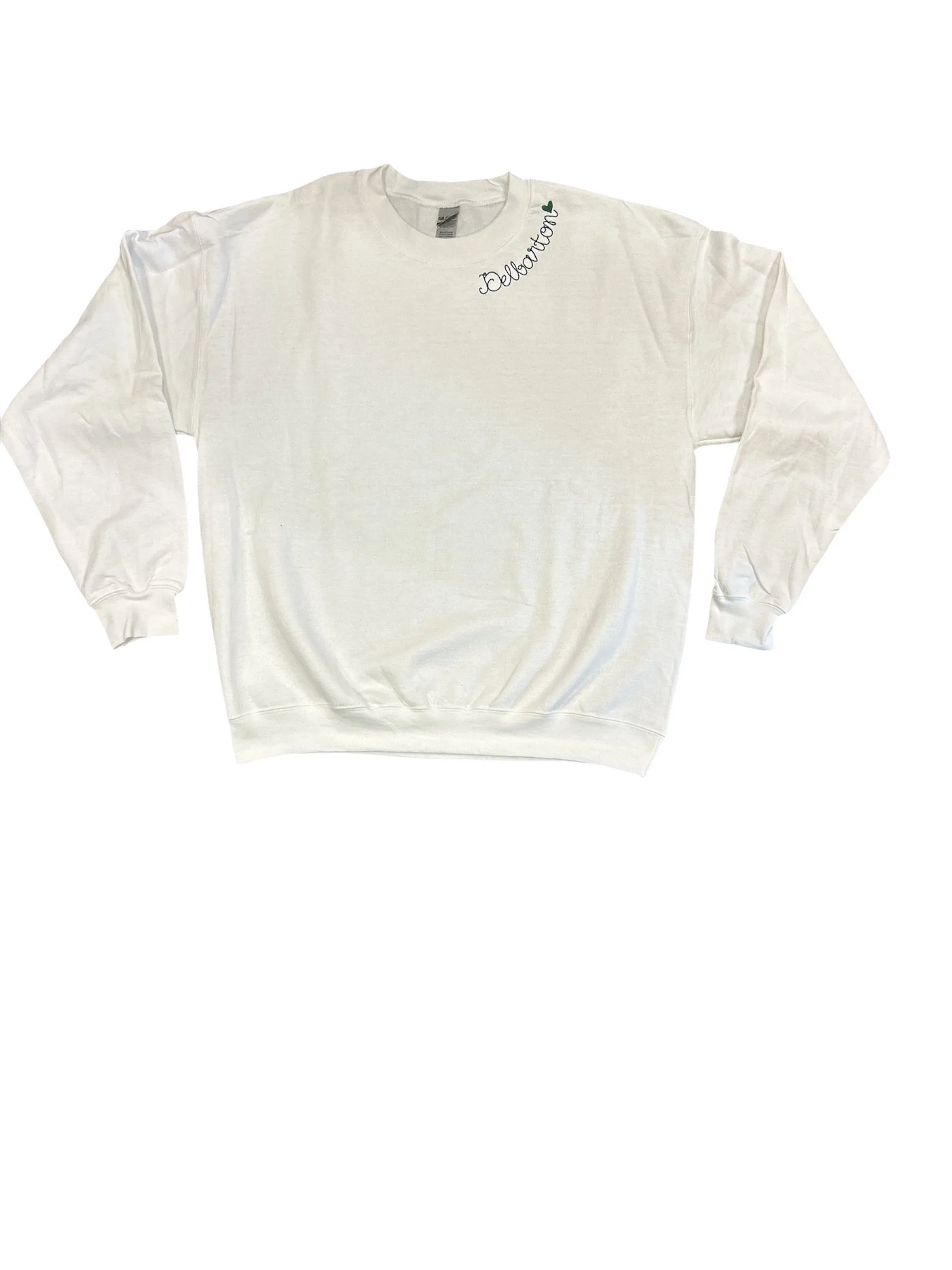 Gildan LADIES Script Delbarton Crew - White