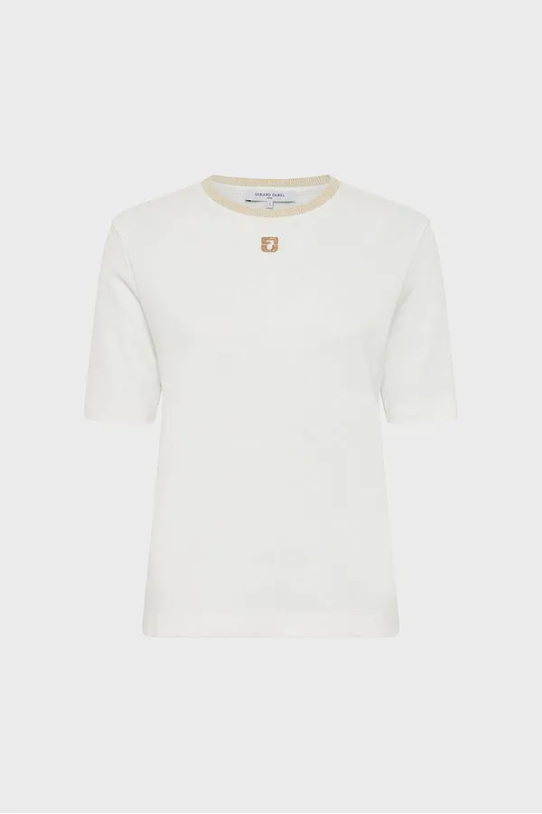 GINETTE GOLD TONE COLLAR COTTON T-SHIRT