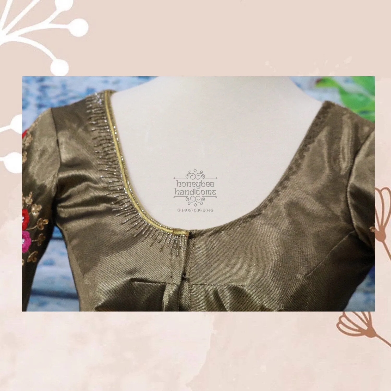 Gold Blouse| Saree Blouse |Maggam Work Blouse | saree stitched Blouse| Bollywood Blouse | Zardosi Work Blouse | HoneyBee Handlooms