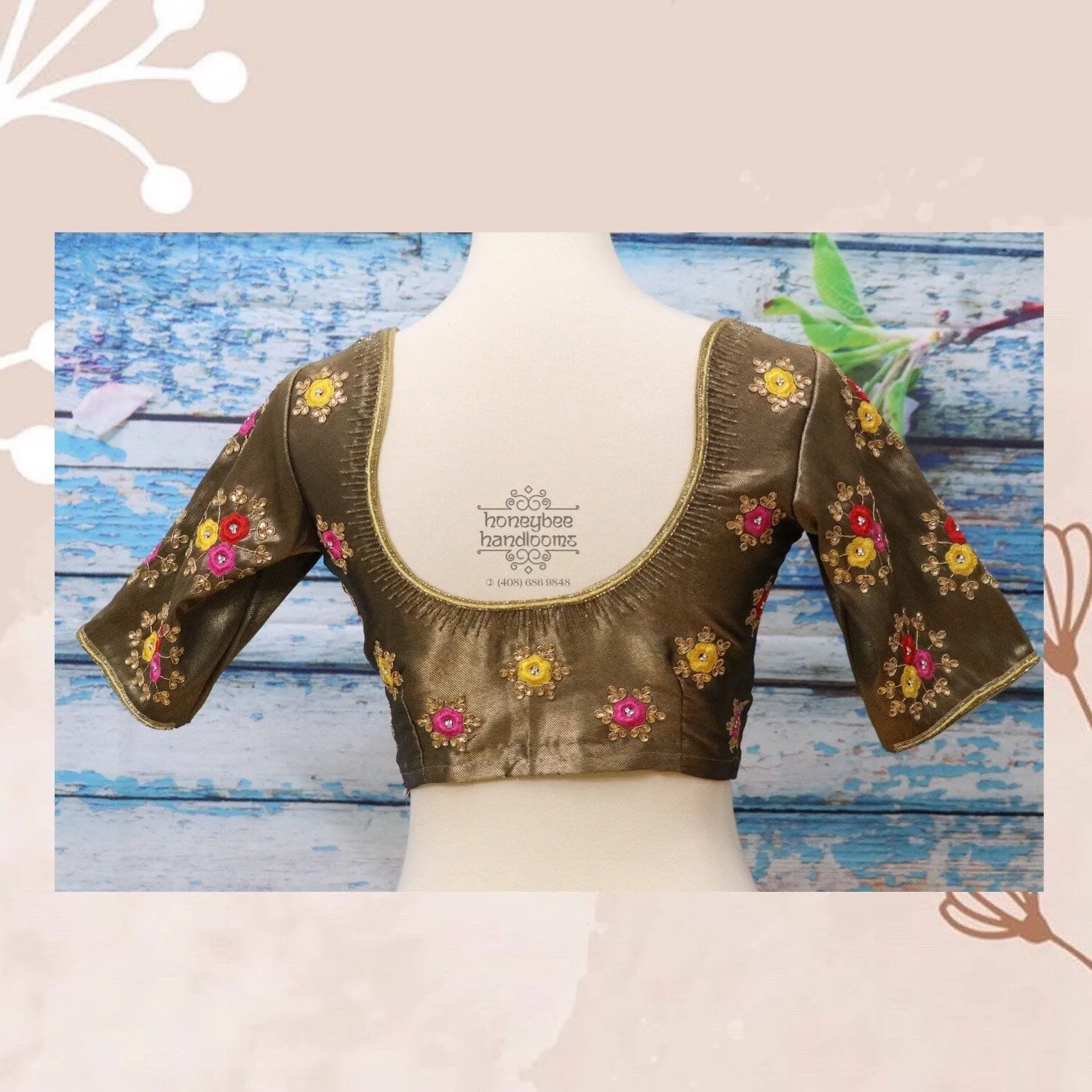Gold Blouse| Saree Blouse |Maggam Work Blouse | saree stitched Blouse| Bollywood Blouse | Zardosi Work Blouse | HoneyBee Handlooms