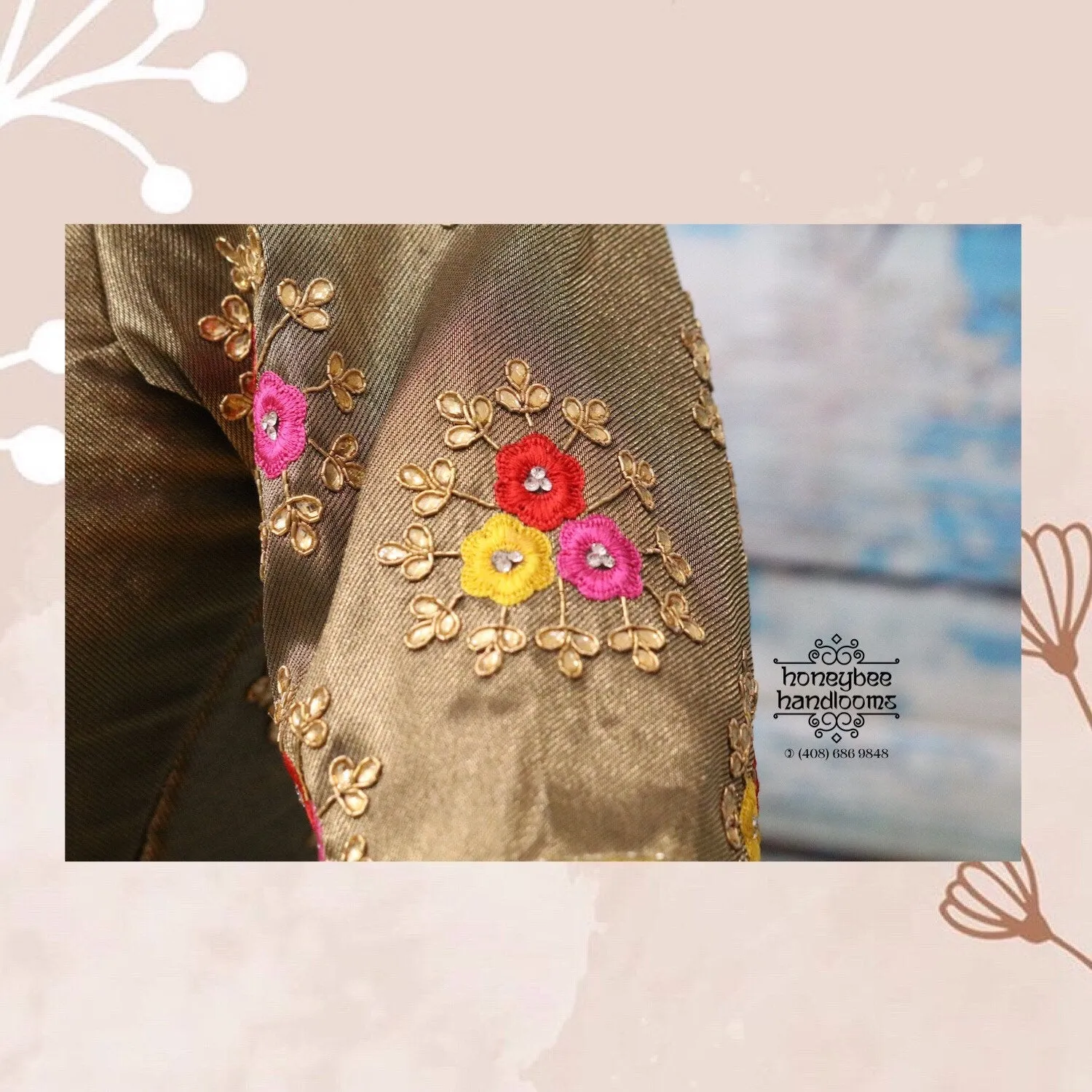 Gold Blouse| Saree Blouse |Maggam Work Blouse | saree stitched Blouse| Bollywood Blouse | Zardosi Work Blouse | HoneyBee Handlooms