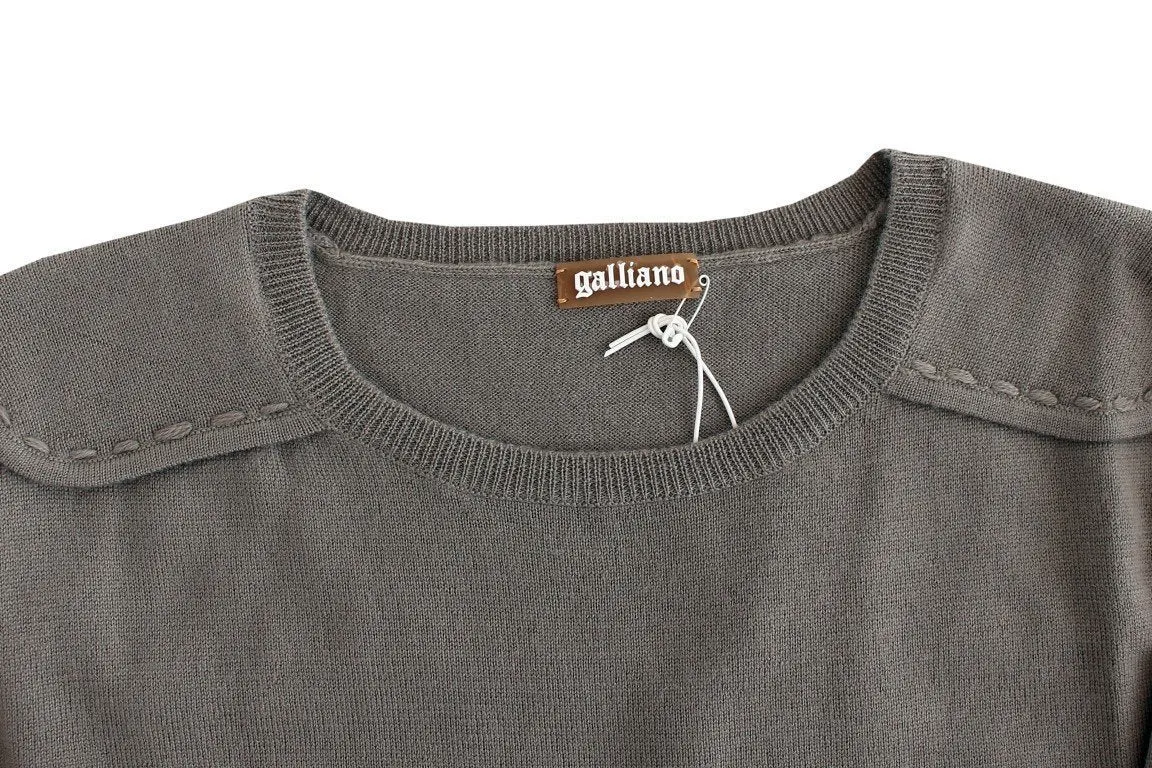Gray knitted wool sweater