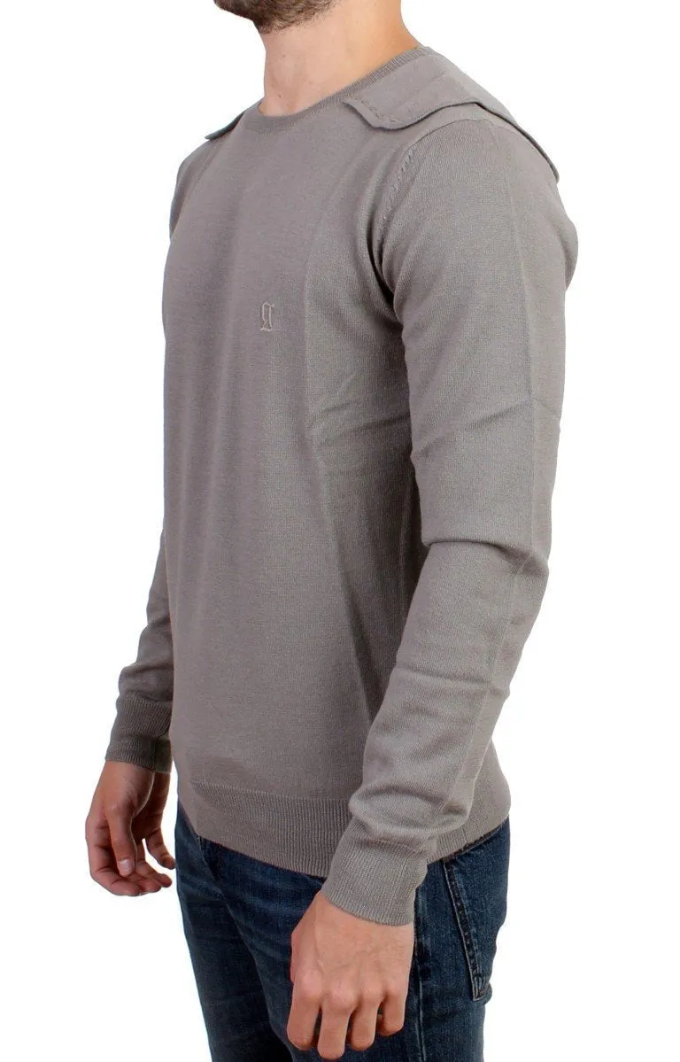 Gray knitted wool sweater
